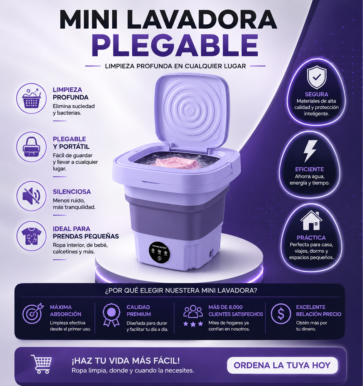 🧺 MiniWash™ | La Mini Lavadora Plegable que Lava, Centrifuga y Ahorra Espacio
