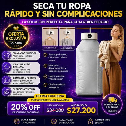 ¡Seca tu ropa en horas, sin depender del sol!