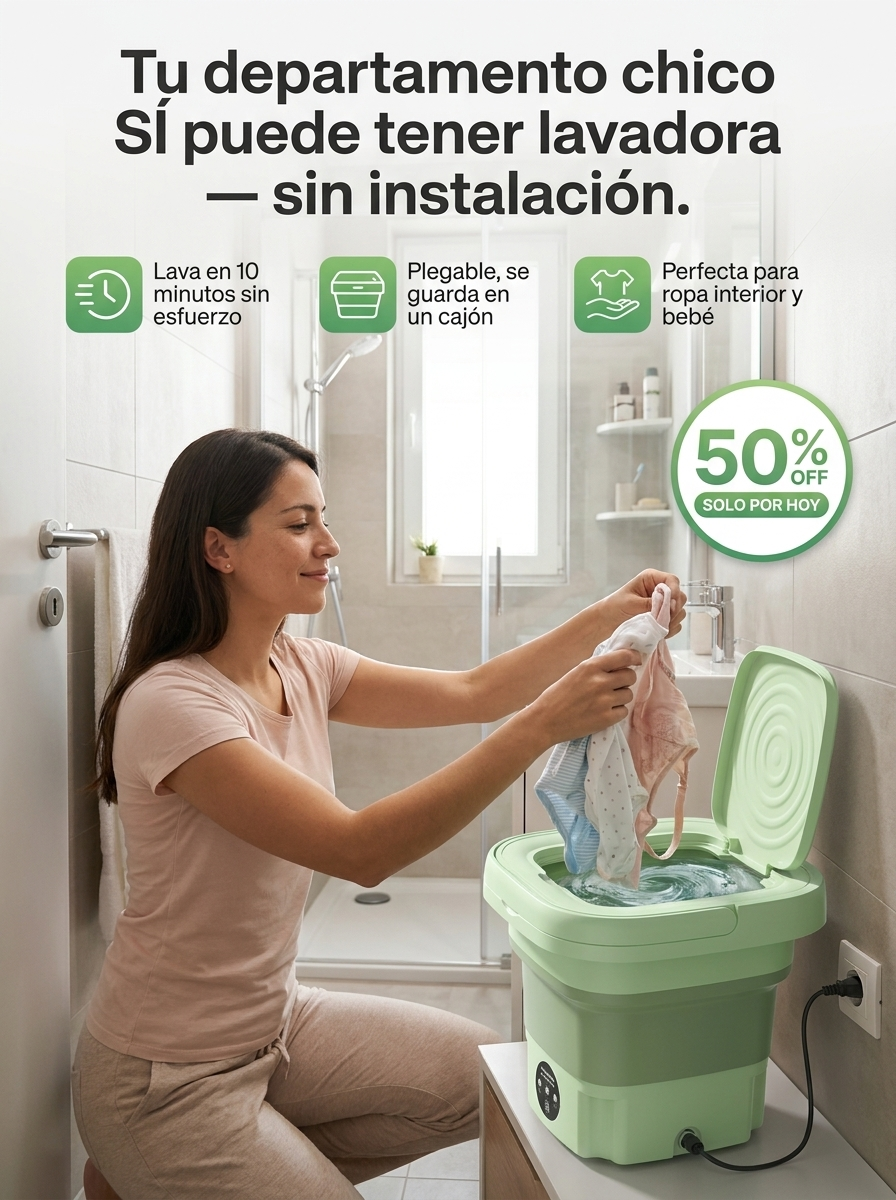 Lava ropa pequeña en minutos y sin instalación + Pastillas limpiadoras GRATIS