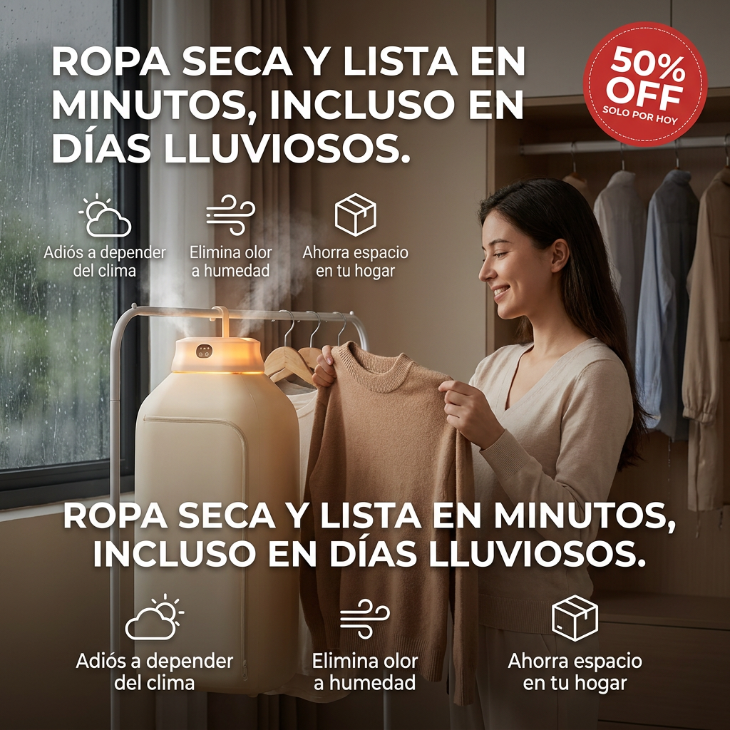 Descubre el Combo Perfecto:  Secadora Portátil Plegable + Mini Lavadora Portátil y Pastillas limpiadoras GRATIS