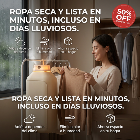 Descubre el Combo Perfecto:  Secadora Portátil Plegable + Mini Lavadora Portátil y Pastillas limpiadoras GRATIS