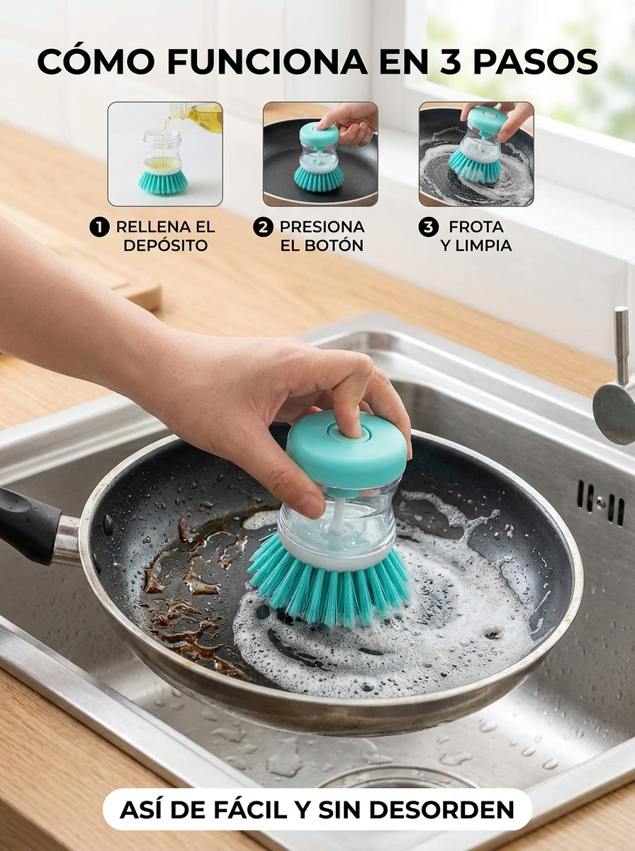 BubbleScrub™ | Cepillo Dispensador de Jabón 2 en 1